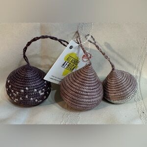Rwanda Handcrafted Collectibles Ornaments Brown and Silver Set of 3